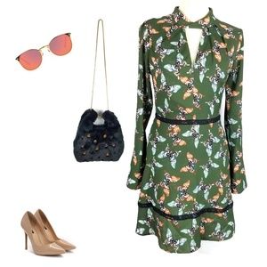 NEW | ADELYN RAE | Olive Butterfly Midi Dress S